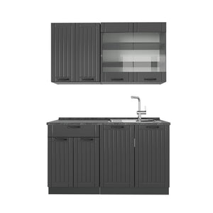 Vicco Cucina monoblocco Grigio scuro 140 cm , PL Antracite