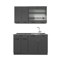 Vicco Cucina monoblocco Grigio scuro 140 cm senza piano di lavoro