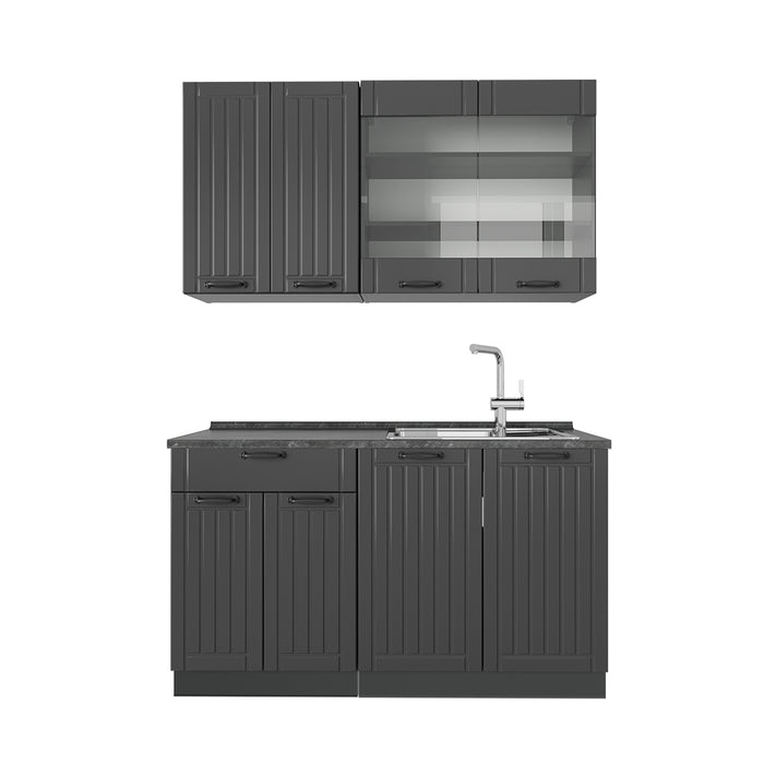 Vicco Cucina monoblocco Grigio scuro 140 cm senza piano di lavoro