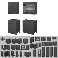 Vicco Cucina monoblocco Grigio scuro 140 cm , PL Rovere