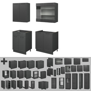 Vicco Cucina monoblocco Grigio scuro 140 cm , PL Rovere