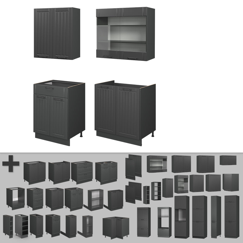 Vicco Cucina monoblocco Grigio scuro 140 cm senza piano di lavoro