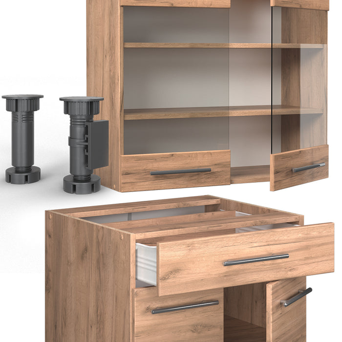 Vicco Cucina monoblocco Quercia dorata 140 cm , PL Marmo