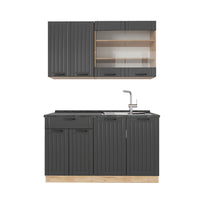 Vicco Cucina monoblocco Grigio scuro 140 cm , PL Antracite