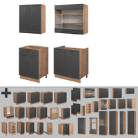 Vicco Cucina monoblocco Grigio scuro 140 cm senza piano di lavoro