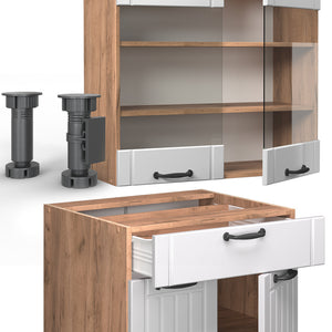 Vicco Cucina monoblocco Bianco casa di campagna 140 cm , PL Marmo