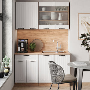 Vicco Cucina monoblocco Bianco casa di campagna 140 cm senza piano di lavoro