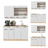 Vicco Cucina monoblocco Bianco casa di campagna 140 cm , PL Rovere