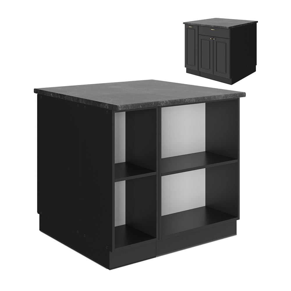 Vicco isola cucina Landhaus antrazit-oro 90 cm senza piano di lavoro