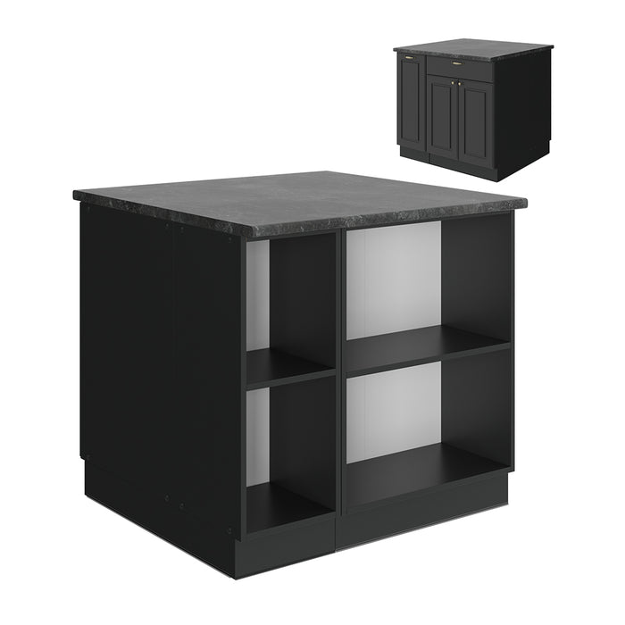 Vicco isola cucina Landhaus antrazit-oro 90 cm senza piano di lavoro