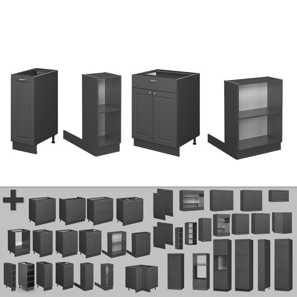 Vicco isola cucina Landhaus antrazit-oro 90 cm senza piano di lavoro