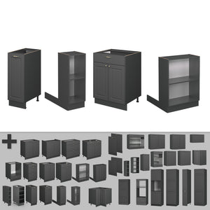 Vicco isola cucina Landhaus antrazit-oro 90 cm senza piano di lavoro