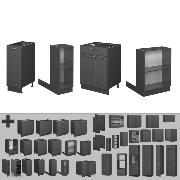 Vicco isola cucina Landhaus antrazit-oro 90 cm senza piano di lavoro