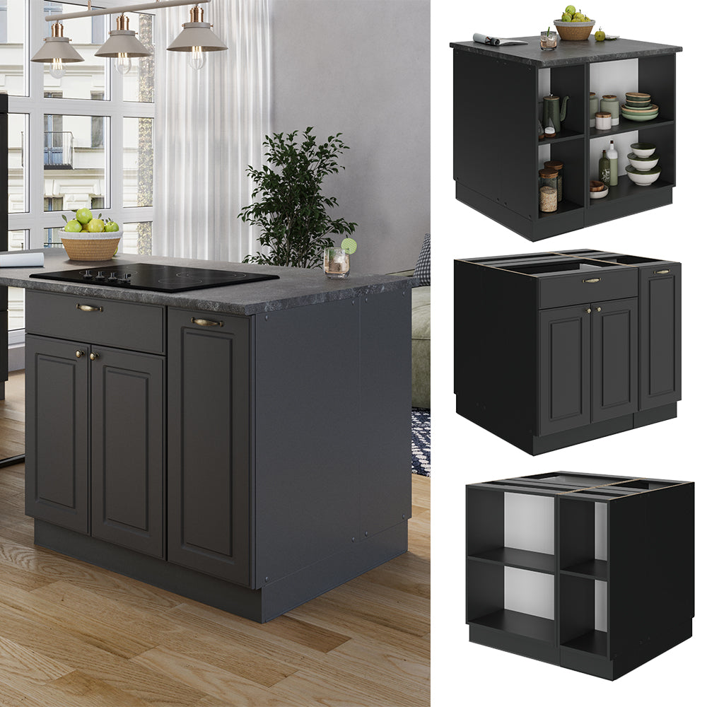 Vicco isola cucina Landhaus antrazit-oro 90 cm senza piano di lavoro