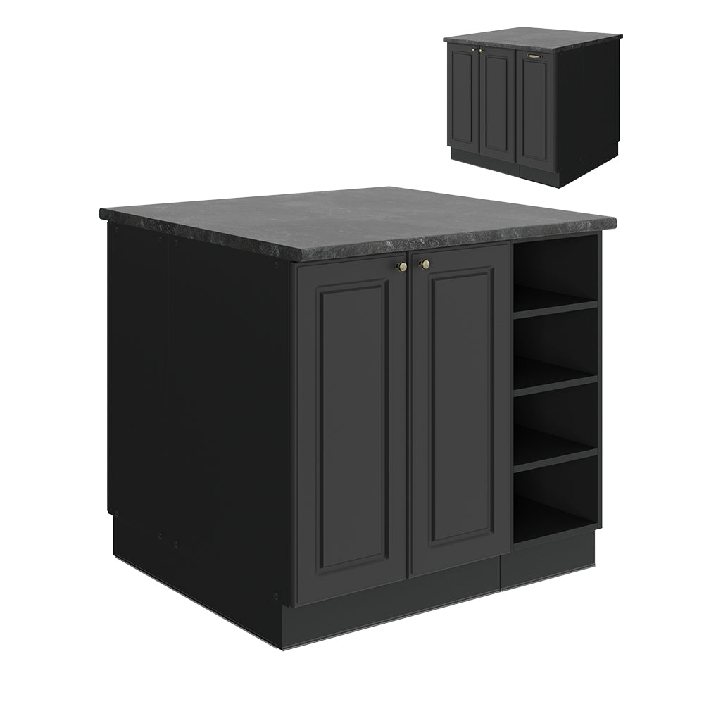 Vicco isola cucina Landhaus antrazit-oro 90 cm senza piano di lavoro