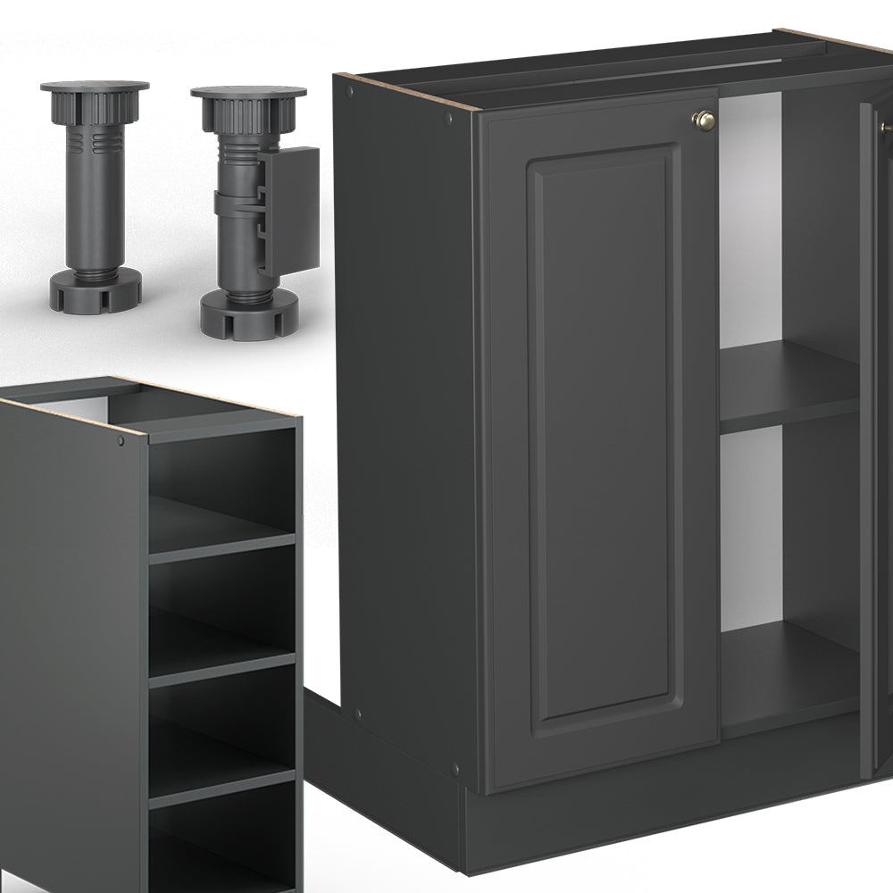 Vicco isola cucina Landhaus antrazit-oro 90 cm senza piano di lavoro