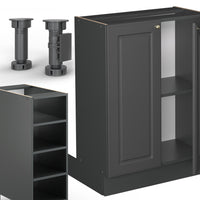 Vicco isola cucina Landhaus antrazit-oro 90 cm senza piano di lavoro