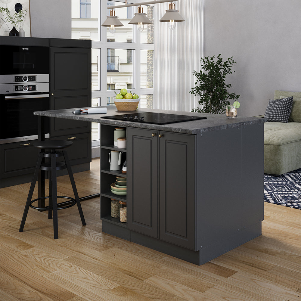 Vicco isola cucina Landhaus antrazit-oro 90 cm senza piano di lavoro