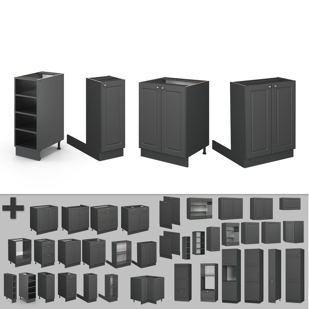 Vicco isola cucina Landhaus antrazit-oro 90 cm senza piano di lavoro