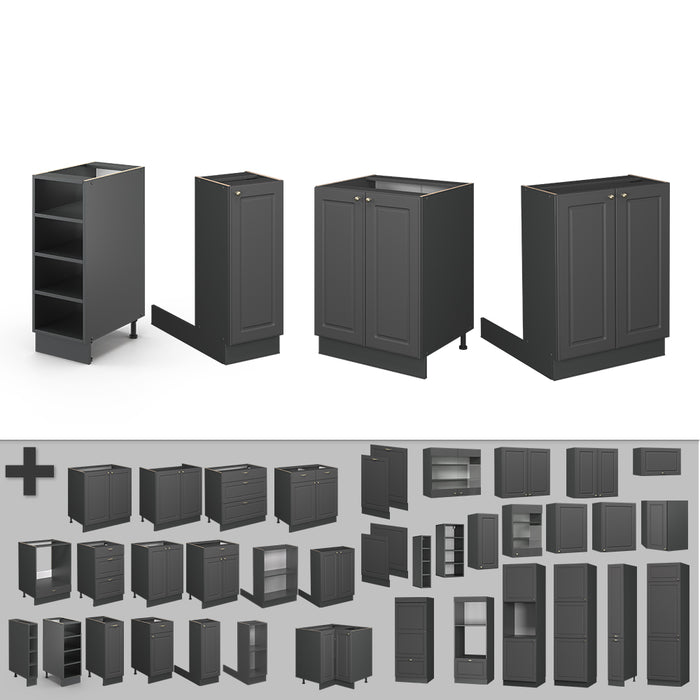 Vicco isola cucina Landhaus antrazit-oro 90 cm senza piano di lavoro