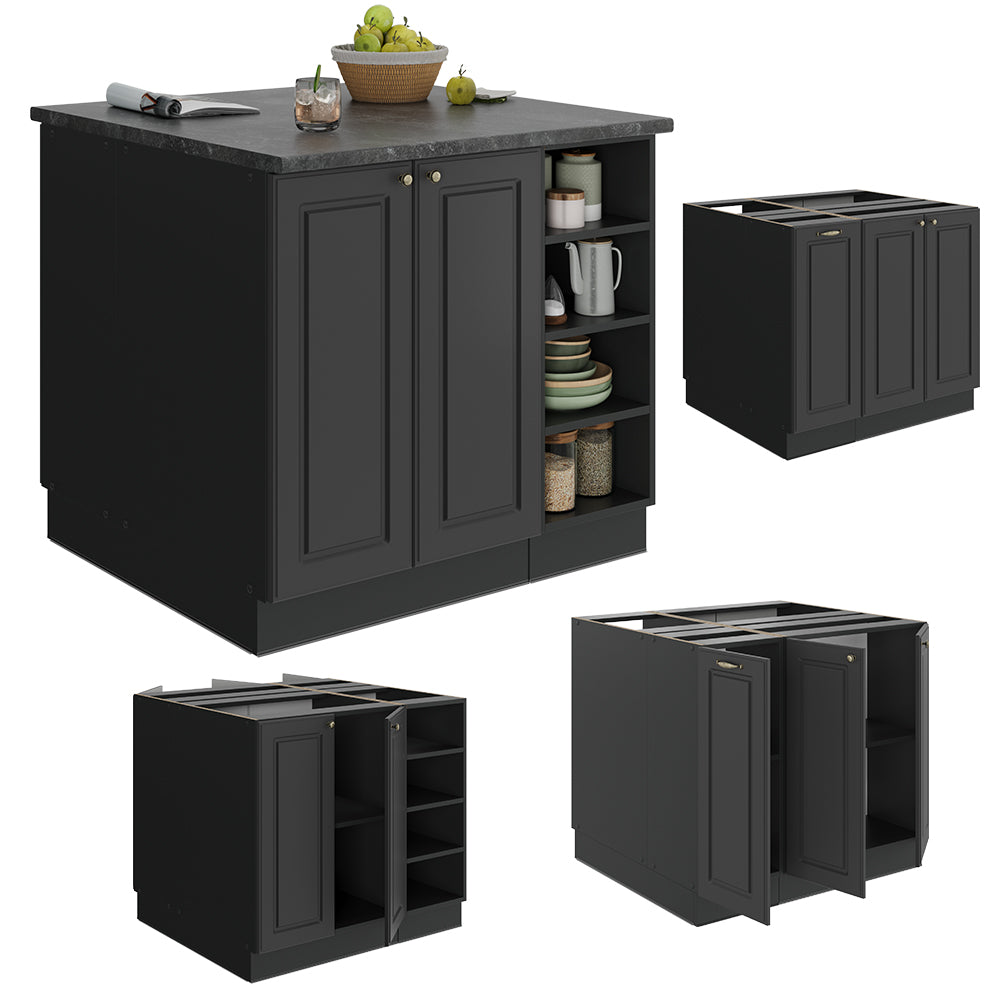 Vicco isola cucina Landhaus antrazit-oro 90 cm senza piano di lavoro