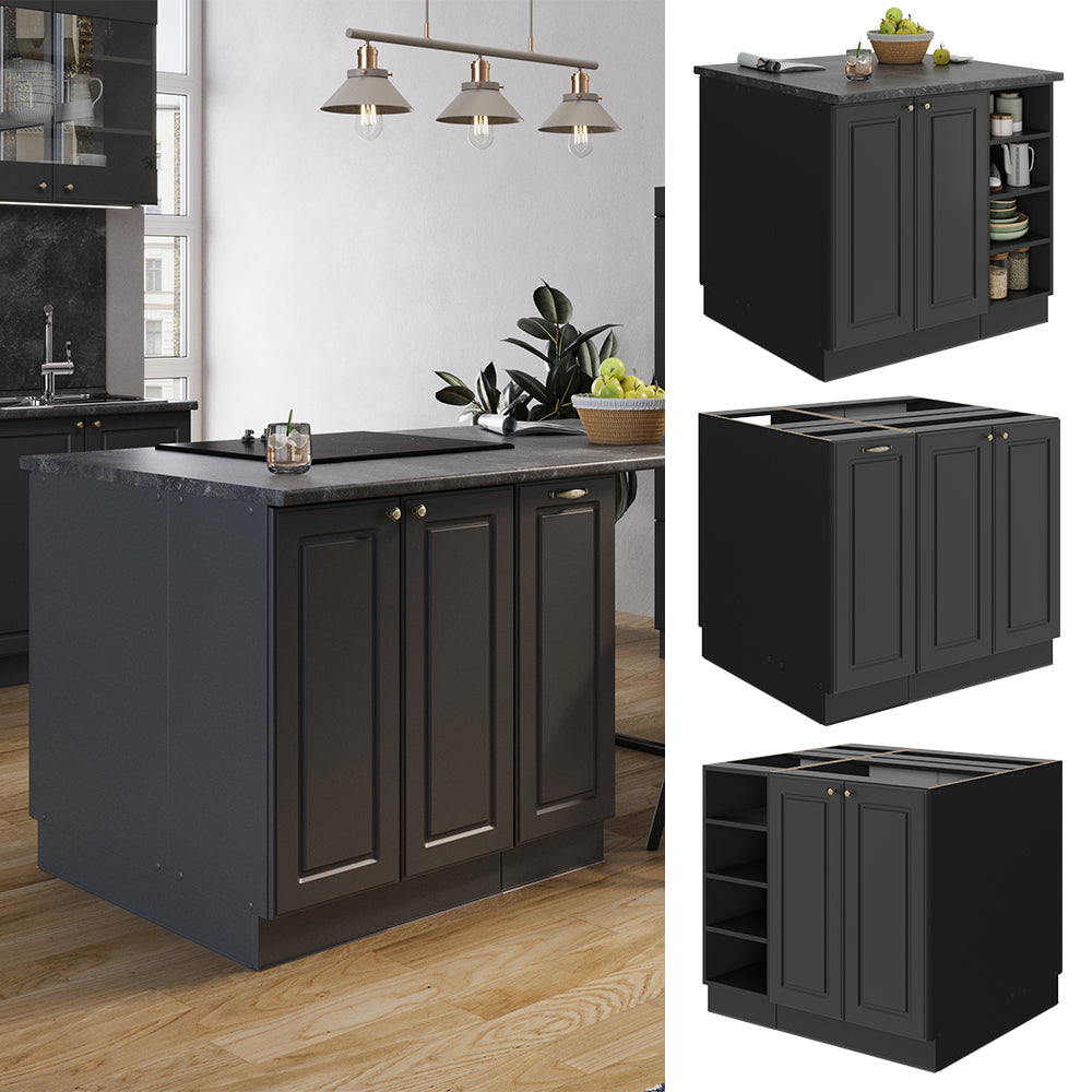 Vicco isola cucina Landhaus antrazit-oro 90 cm senza piano di lavoro