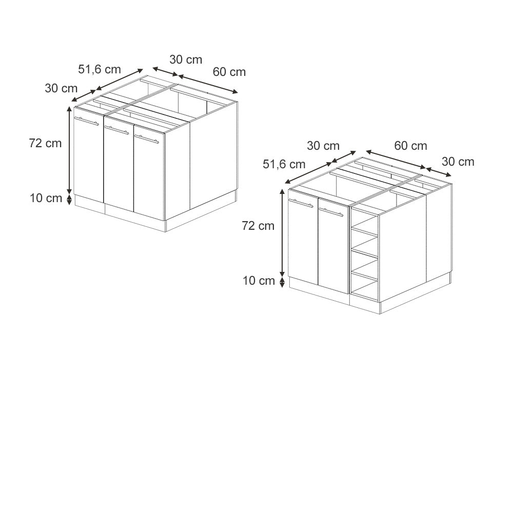 Vicco isola cucina Antracite lucido 90 cm senza piano di lavoro