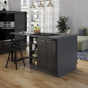 Vicco isola cucina Antracite lucido 90 cm senza piano di lavoro