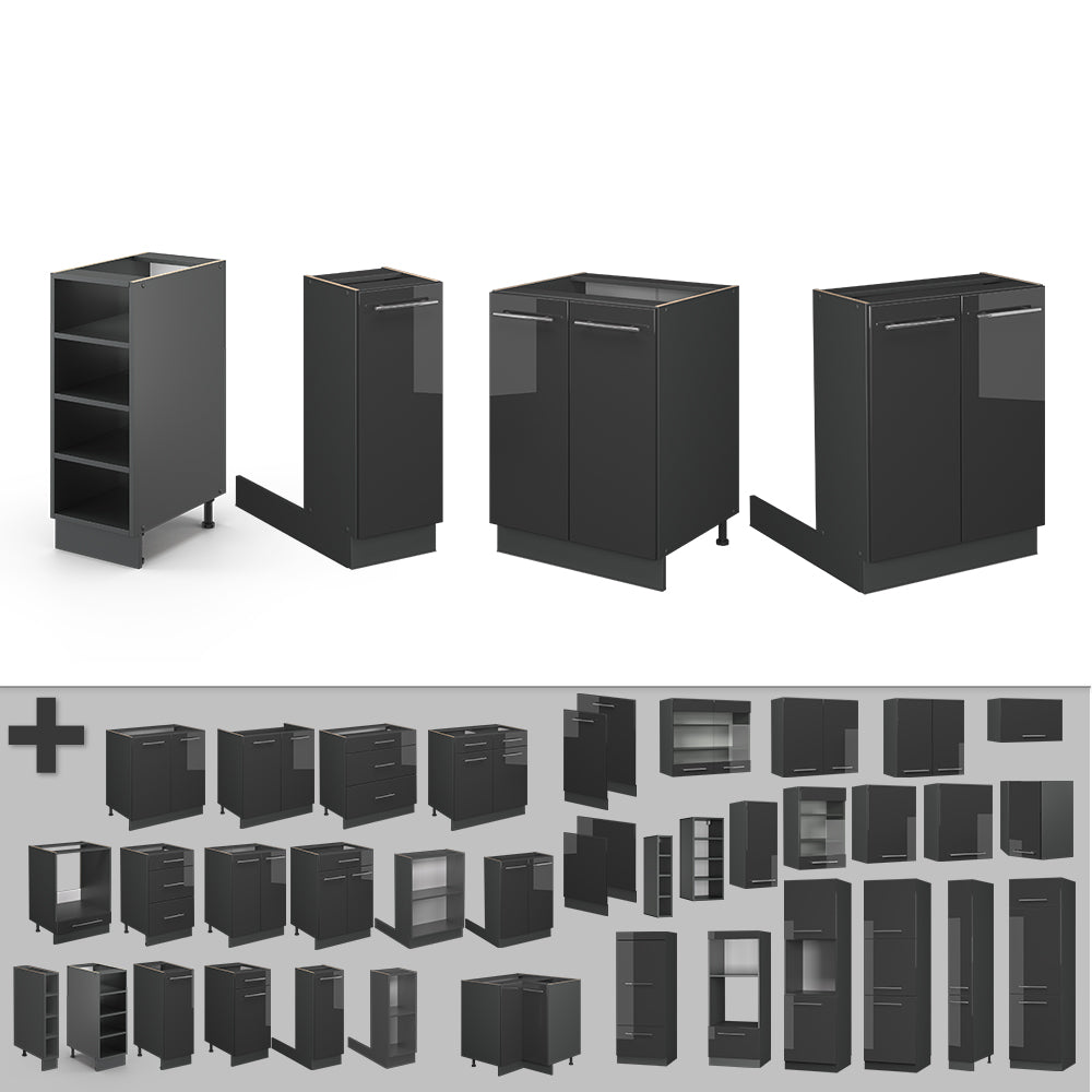 Vicco isola cucina Antracite lucido 90 cm senza piano di lavoro