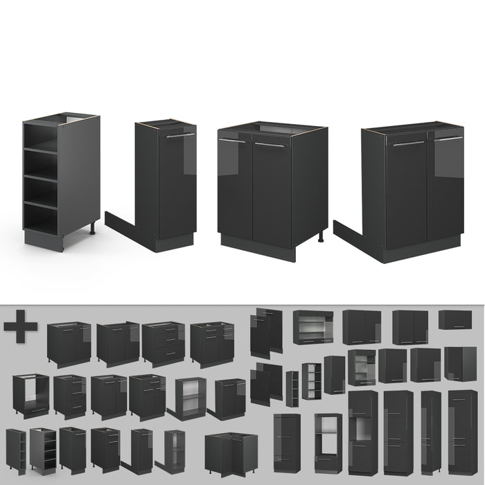 Vicco isola cucina Antracite lucido 90 cm senza piano di lavoro