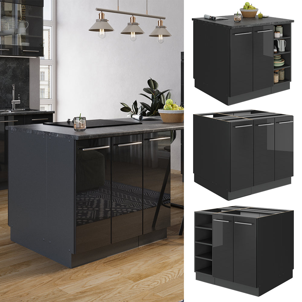 Vicco isola cucina Antracite lucido 90 cm senza piano di lavoro