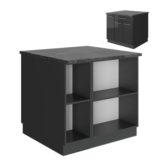 Vicco isola cucina Antracite lucido 90 cm senza piano di lavoro