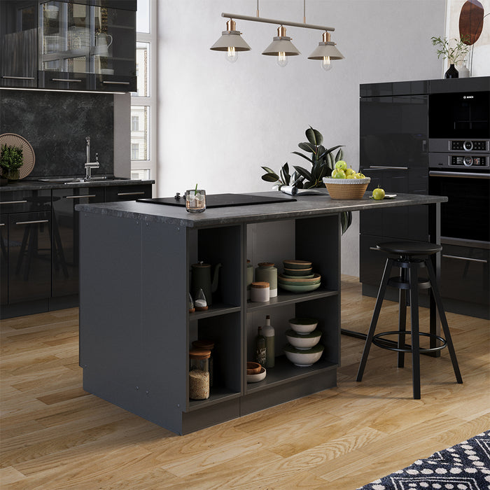 Vicco isola cucina Antracite lucido 90 cm senza piano di lavoro