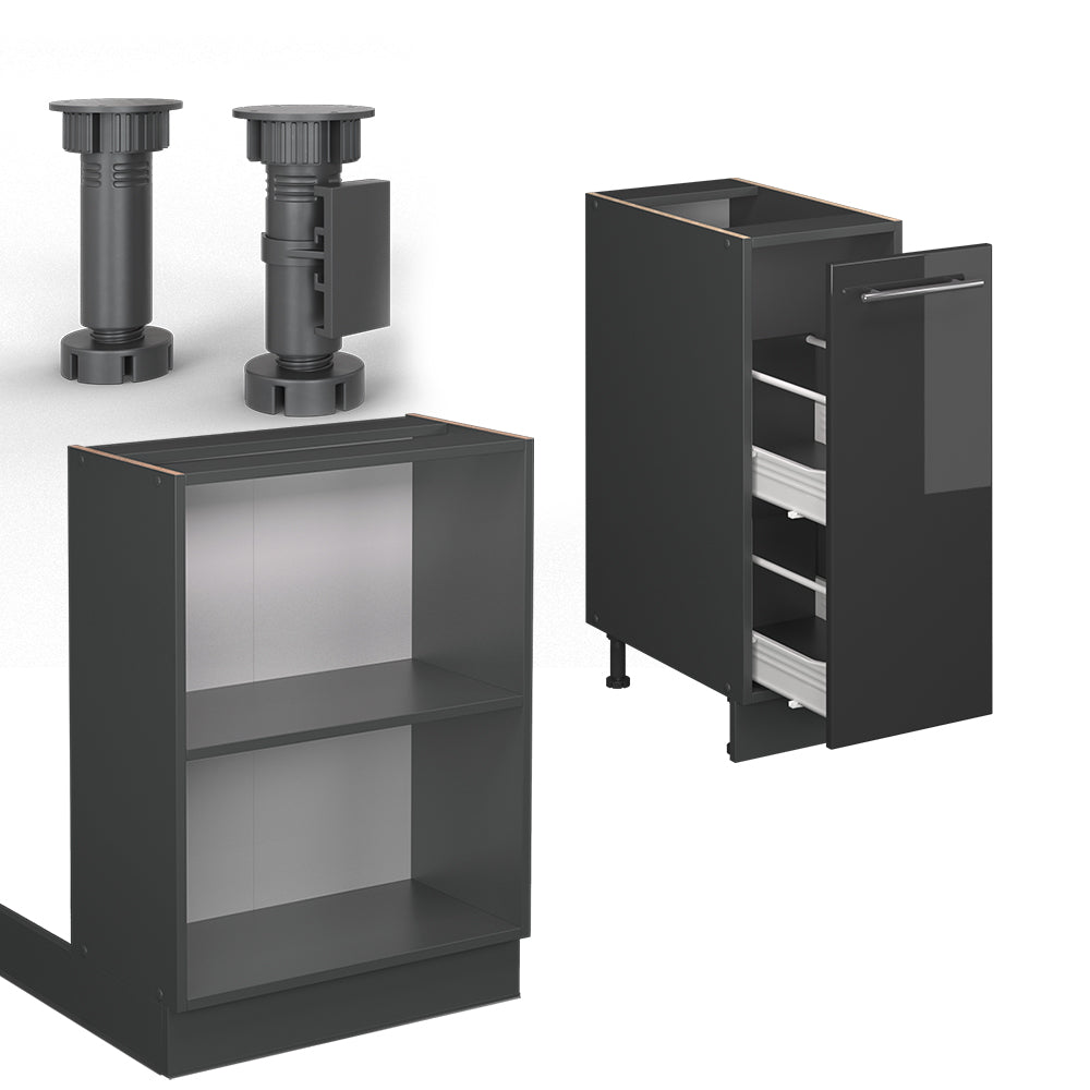 Vicco isola cucina Antracite lucido 90 cm senza piano di lavoro