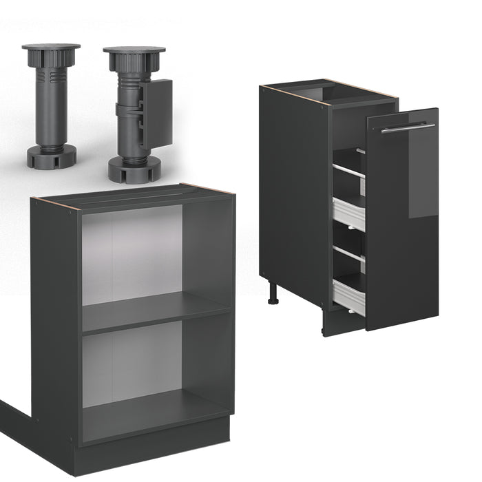 Vicco isola cucina Antracite lucido 90 cm senza piano di lavoro