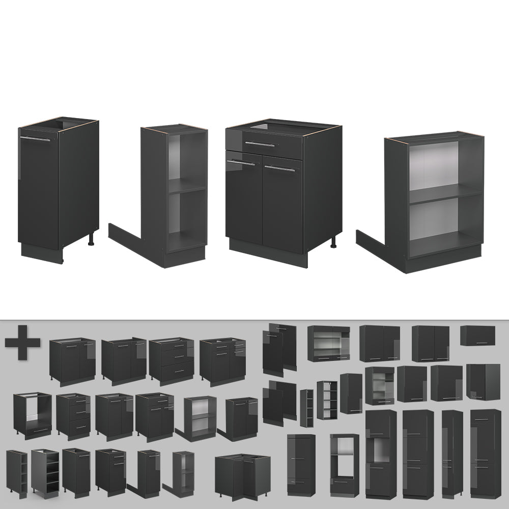 Vicco isola cucina Antracite lucido 90 cm senza piano di lavoro