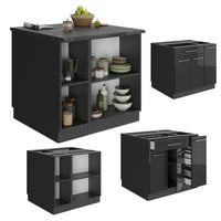 Vicco isola cucina Antracite lucido 90 cm senza piano di lavoro