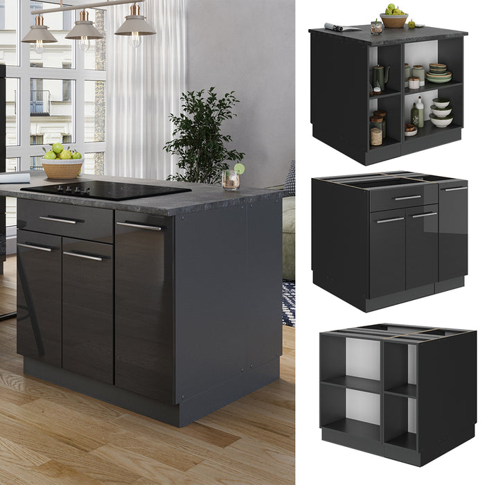 Vicco isola cucina Antracite lucido 90 cm senza piano di lavoro