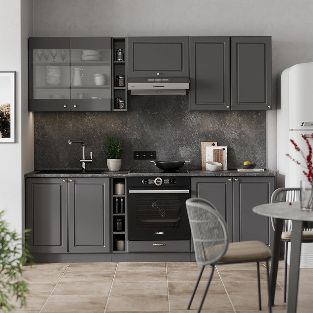 Vicco Cucina componibile Landhaus antrazit-oro 235 cm , PL Antracite