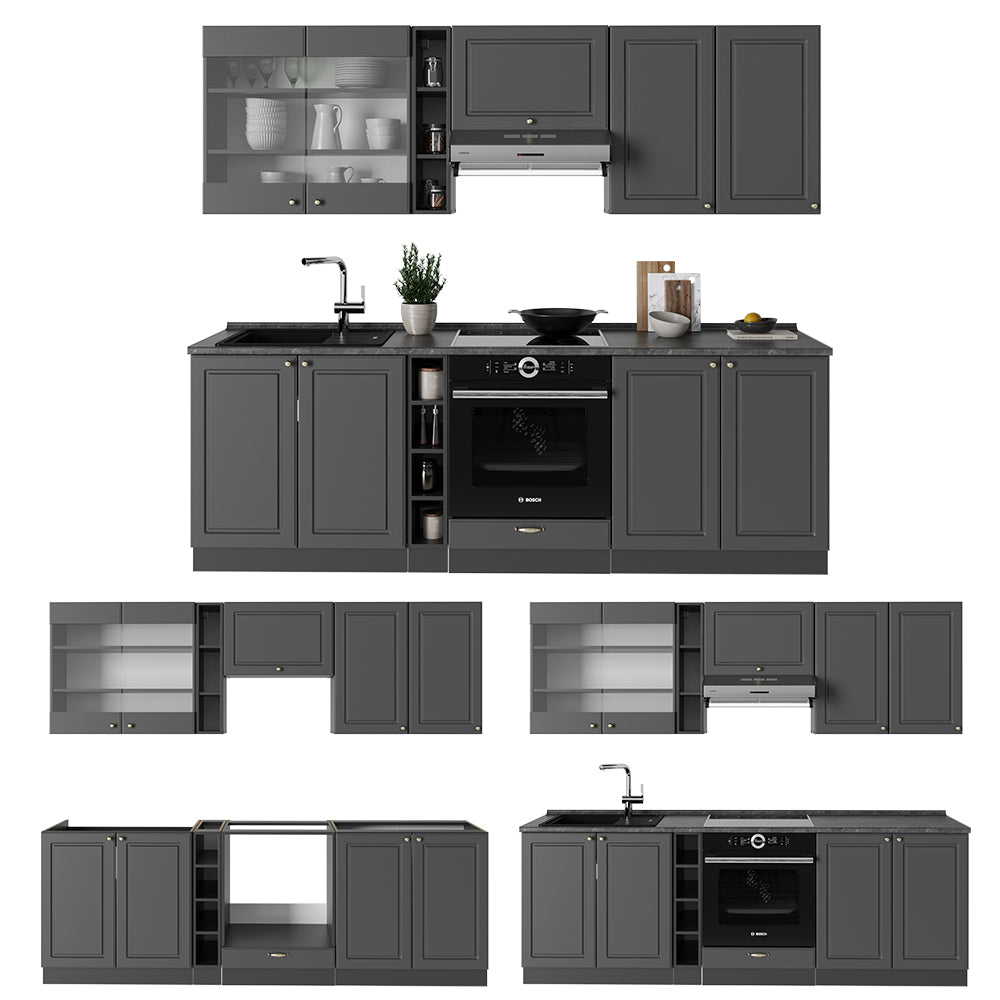 Vicco Cucina componibile Landhaus antrazit-oro 235 cm , PL Antracite