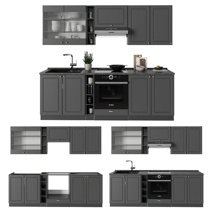 Vicco Cucina componibile Landhaus antrazit-oro 235 cm , PL Antracite