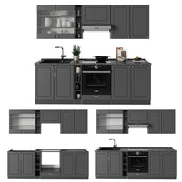 Vicco Cucina componibile Landhaus antrazit-oro 235 cm , PL Marmo