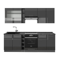 Vicco Cucina componibile Antracite lucido 235 cm senza piano di lavoro