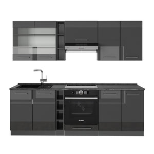 Vicco Cucina componibile Antracite lucido 235 cm senza piano di lavoro