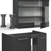 Vicco Cucina componibile Antracite lucido 235 cm senza piano di lavoro