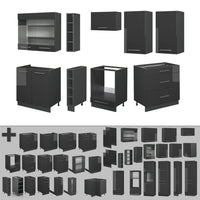 Vicco Cucina componibile Antracite lucido 235 cm senza piano di lavoro