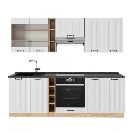 Vicco Cucina componibile Bianco casa di campagna 235 cm , PL Antracite