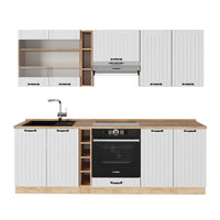 Vicco Cucina componibile Bianco casa di campagna 235 cm , PL Rovere