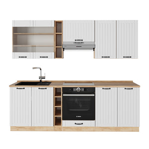 Vicco Cucina componibile Bianco casa di campagna 235 cm , PL Rovere