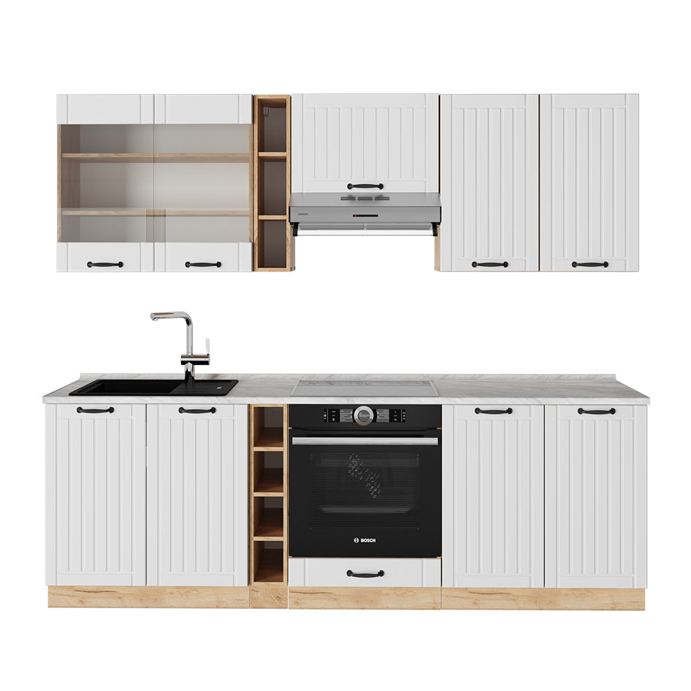 Vicco Cucina componibile Bianco casa di campagna 235 cm , PL Marmo